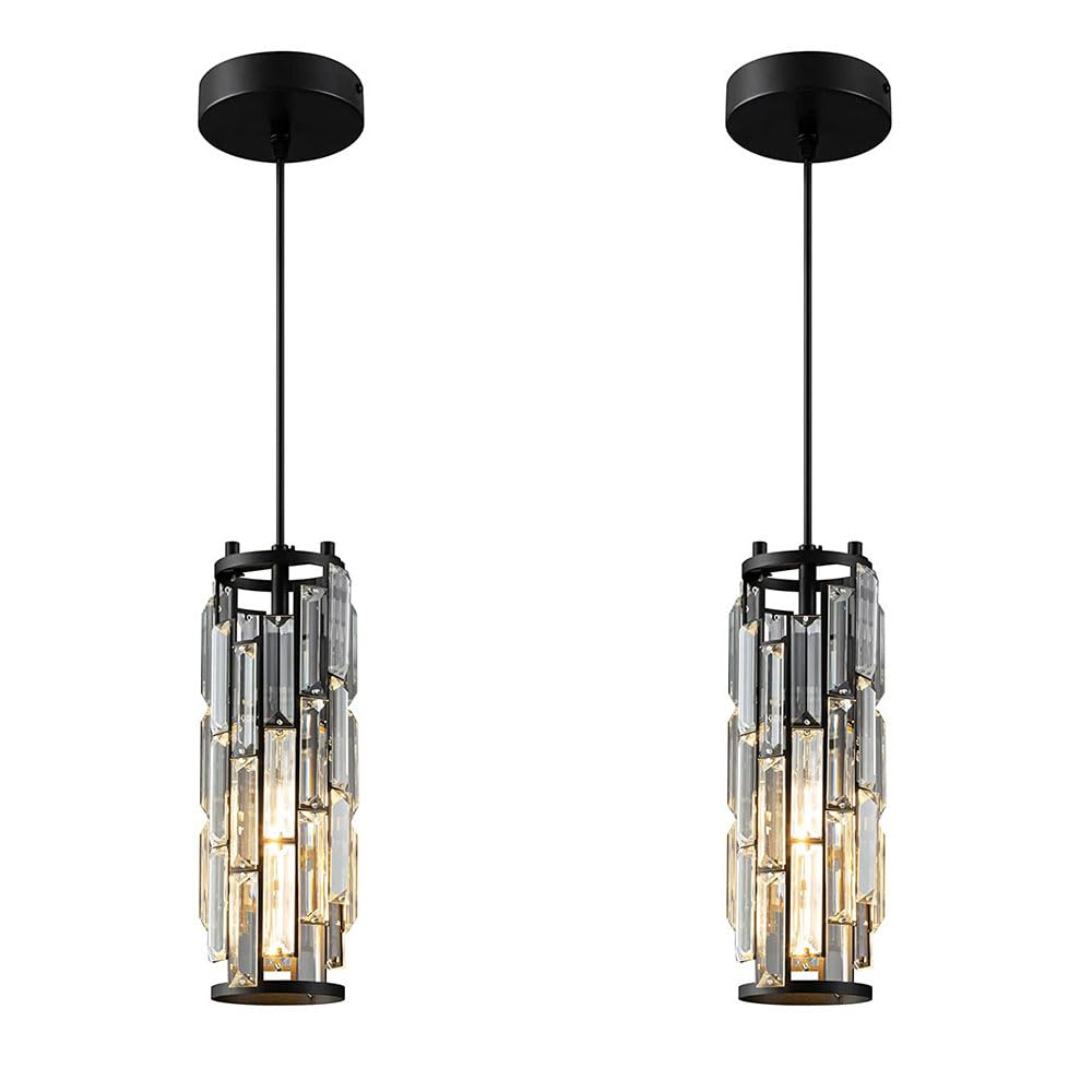 FZQSXAZU Transparent Crystal Pendant hts,Cylindrical Lampshade Hanging Lamp,E27 Base Ceiling ht,rope Adjustable Chandelier,Hanging Lamp,Hallway,Bedside,Kitchen Island