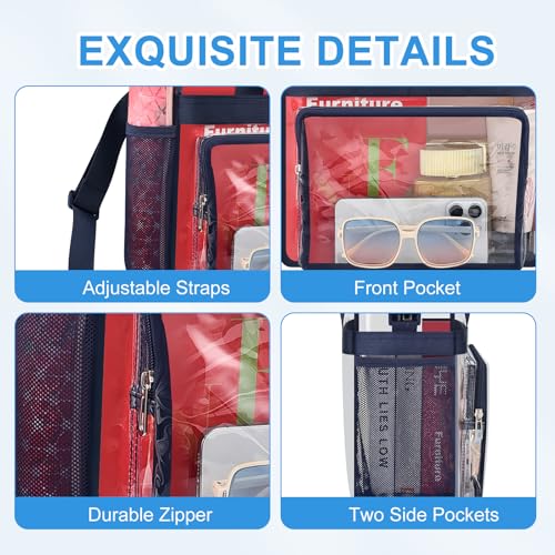 Image of Busiuw Clear Bag for Stadium Events, Stadium Approved 12x12x6 Clear Tote Bag for Sport Fan, Work Concert Travel