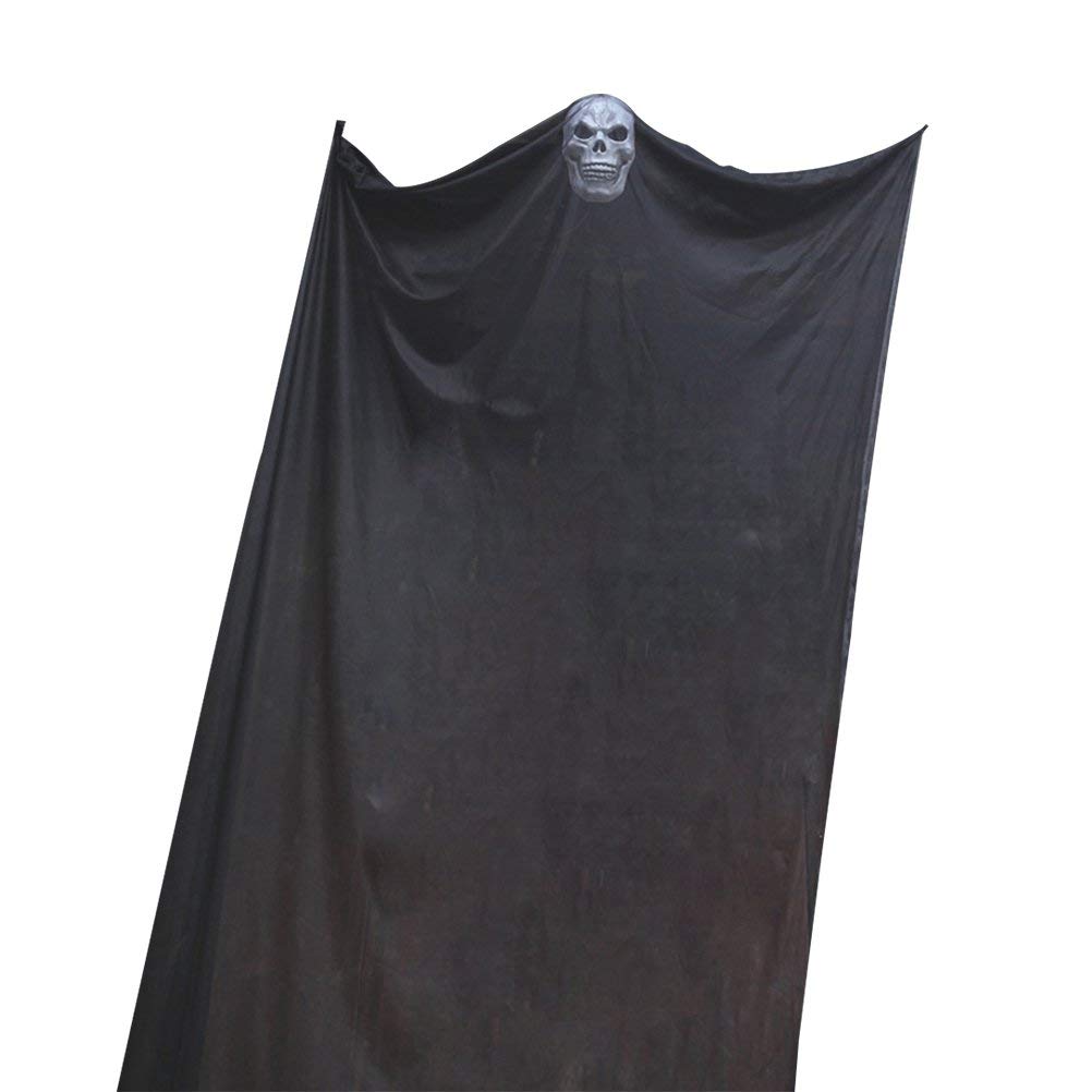 Wiszący rekwizyt na Halloween, wiszący szkielet, latający duch, długość 3,3 m, dekoracja wisząca na podwórko, imprezę, do baru (czarny)