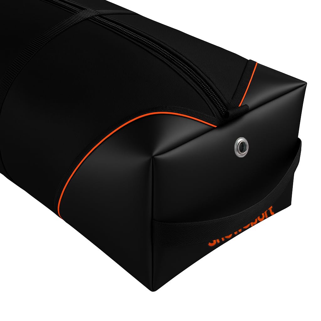 Prestige PRO Double Ski Bag – Borsa da sci per 2 paia + bastoni + accessori da sci IMBOTTITA – ideale per viaggi sciistici in aereo, autobus, treno, auto con cinghie di compressione e