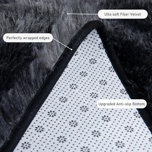 Rugs for Living Room 5x7, Soft Shaggy Modern Shag Area Rug for Bedroom, Upgrade Non-Slip Plush Fluffy Carpet for Kids Boys Girls Room Home Decor Aesthetic, Dark Grey
