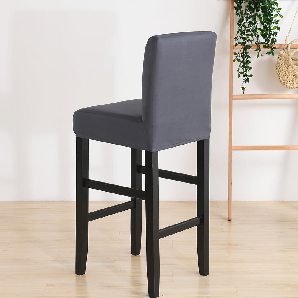 Housses de Chaise Hautes Housse de Tabouret de Bar Housses de Chaise de Bar Extensible Couvre Chaises Hautes Housses Tabouret de Salle à Manger Lot de 6 Gris foncé