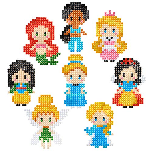 8 Pieces Diamond Painting Stickers DIY Kits for Kids, 5D Princess Diamond Art Mosaic Stickers by Numbers Kits Crafts Set for Children, Beginner, Boys and Girls (Princess)