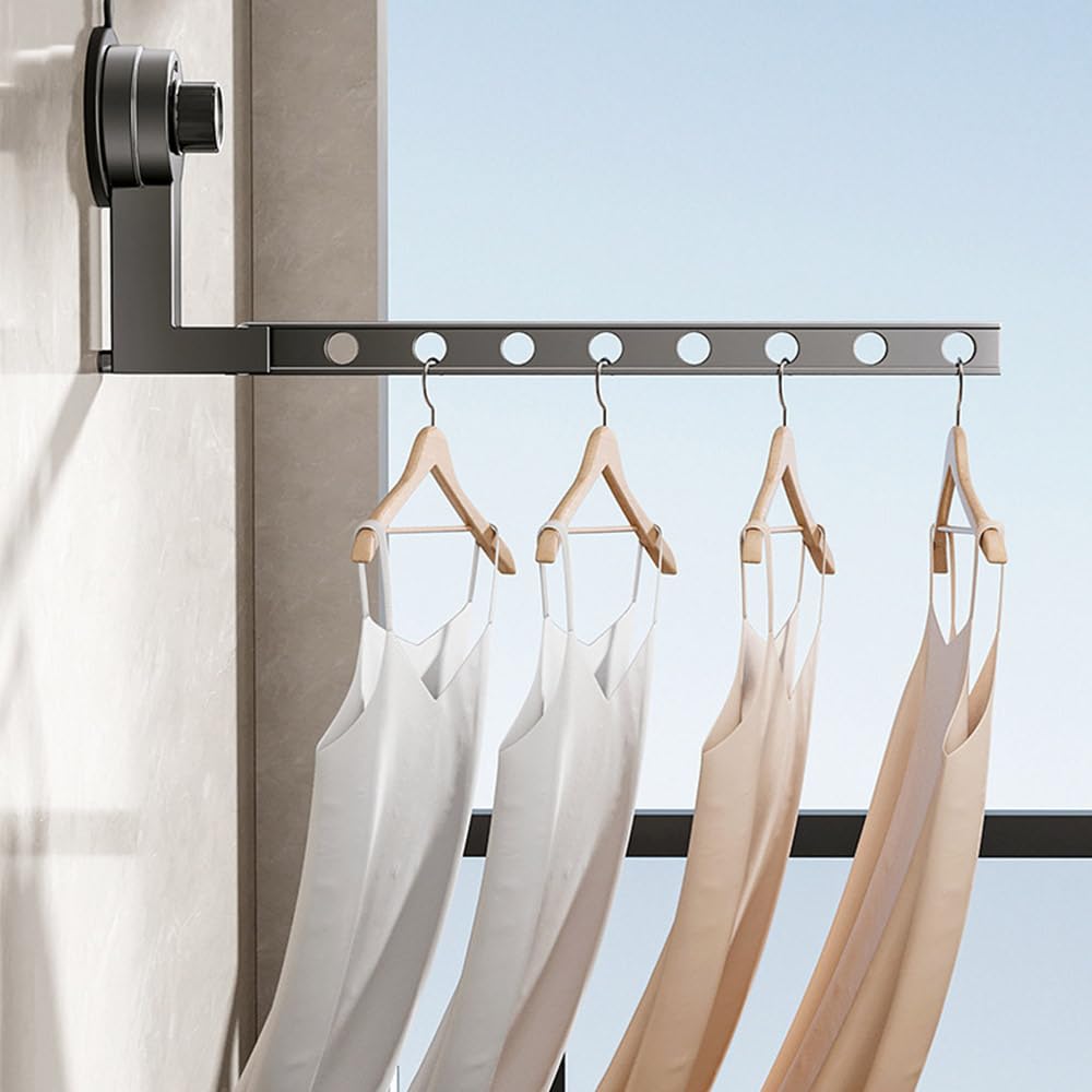 MiOYOOW Étendoir Mural Pliable, Séchoir à Linge à 90°, Porte-Vêtements Portable en Alliage d'aluminium avec Ventouse sans Perforation pour Buanderie, Salle De Bain, Chambre à Coucher