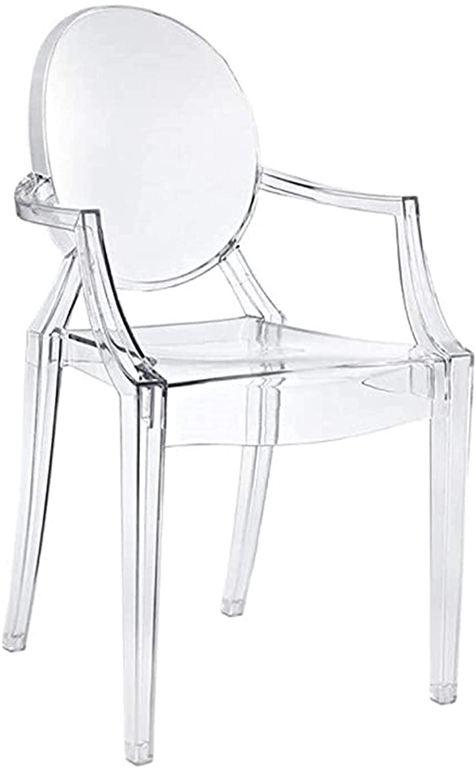 LANNY Casper Modern Acrylic Stacking Kitchen and Dining Room Chair in Clear - Fully Assembled (Arm Chair)