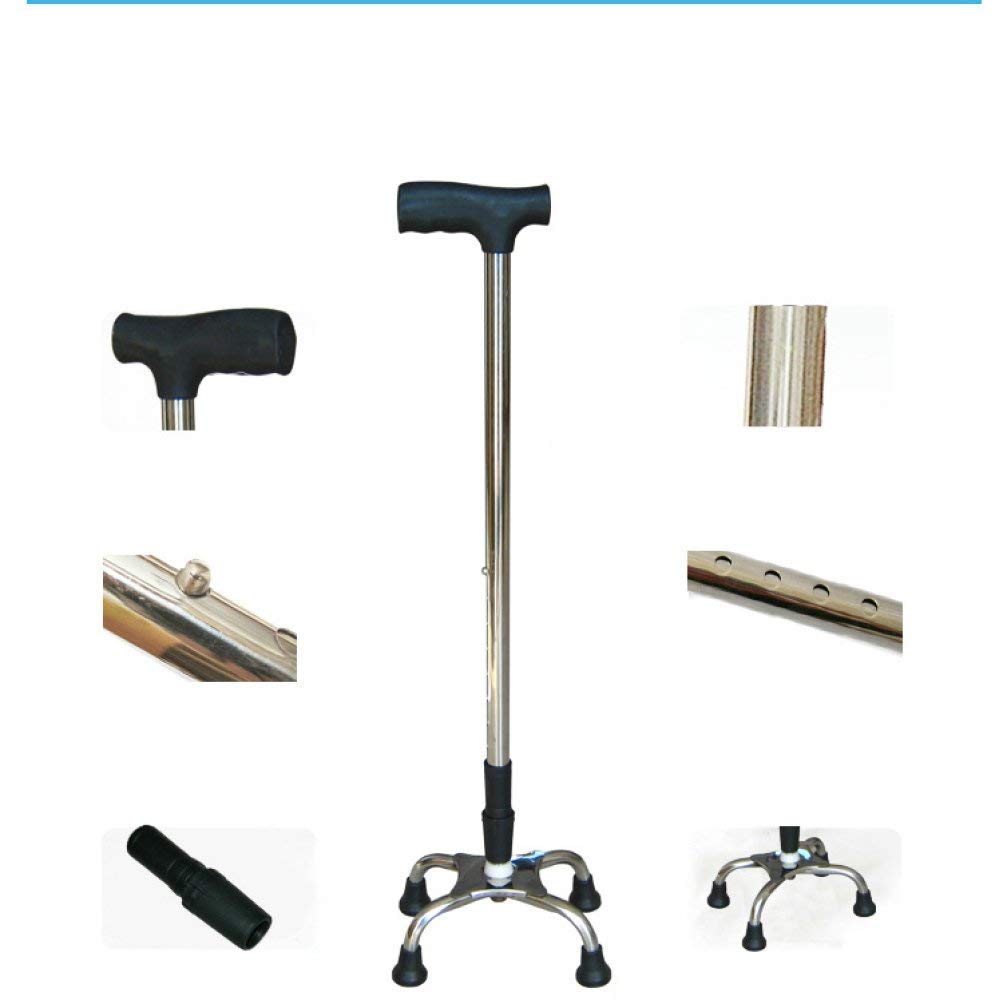 MObyat Andador para Ancianos,Bastón, muletas de Acero Inoxidable, un pie, Cuatro pies, bastón de Intercambio, muleta para Anciano, Andador, costra retráctil de Dos Manos, bastón para Hombre Mayor