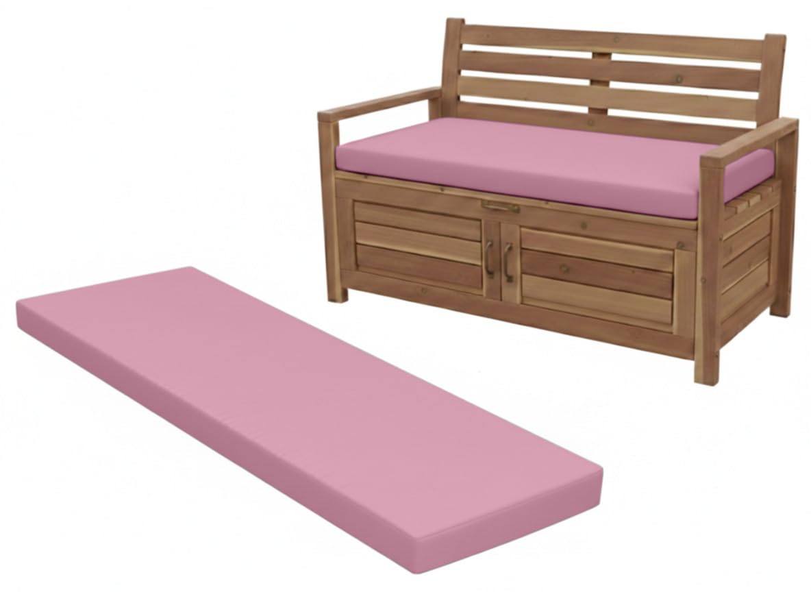 Cuddle Cloud Waterproof Garden Keter Bench Cushion Seat Pad Replacement Cushion for Iceni & Eden Storage Box 128x50x5cm Lightweight & Durable Seat Pad Cushions (Pink)