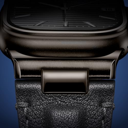 Image of Leather Band for Apple Watch Ultra 3 /Ultra 2 Bands 49mm 46mm 45mm 44mm, Top Genuine Leather Designer Replacement Strap for iWatch Ultra 3 2 1 SE series 11 10 9 8 7 6 5 4 3