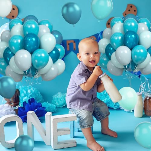 Image of Teal Blue Balloon, 60PCS Turquoise Blue Peacock Balloons