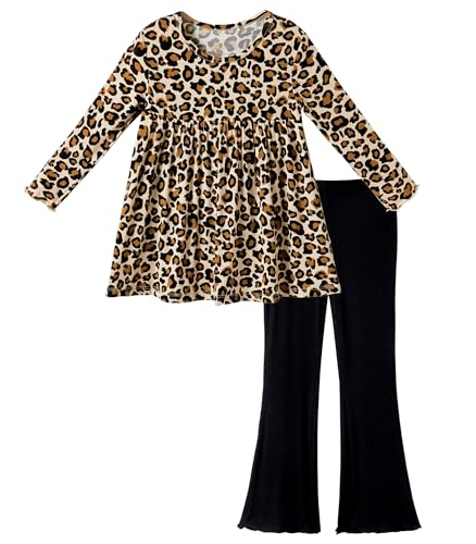 Image of Toddler Girls' Clothes-Viscose from Bamboo, Long Sleeve Ruffle Top with Pant Sets for Kids 2Pcs Fall Outfits 2T-6Y