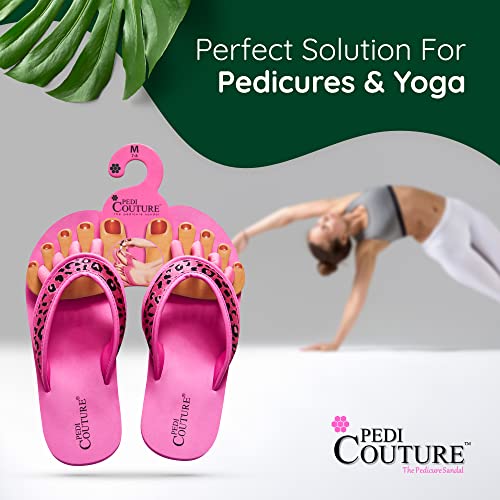 Pedicure Sandals with Built In Toe Separators for Women - Comfortable Spa Style Flip Flops for Home, Salon, Yoga & Gym Use - Ideal for Nail Drying & Foot Wellness (Pink Leopard-XL)3