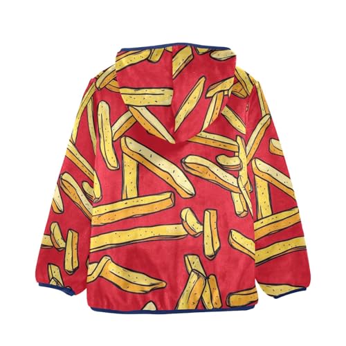 Fast Food French Fries Girls Fleece Jacket Girls Fall Jacket Girls Zip Up Hoodie Girls Sherpa Jacket 2-10T2
