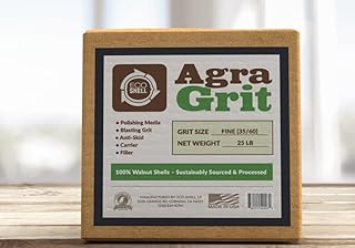 Agra Grit Walnut Shell Media 35-60 Grit - Fine, Crushed Walnut Shells for Blasting, Polishing, Deburring, Anti-Skid and Fillers, 25 lbs