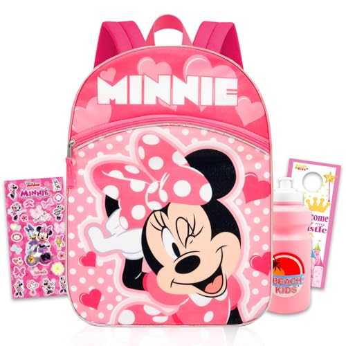 Disney Backpack for Girls Bundle w/ 16in School Bookbag Water Bottle