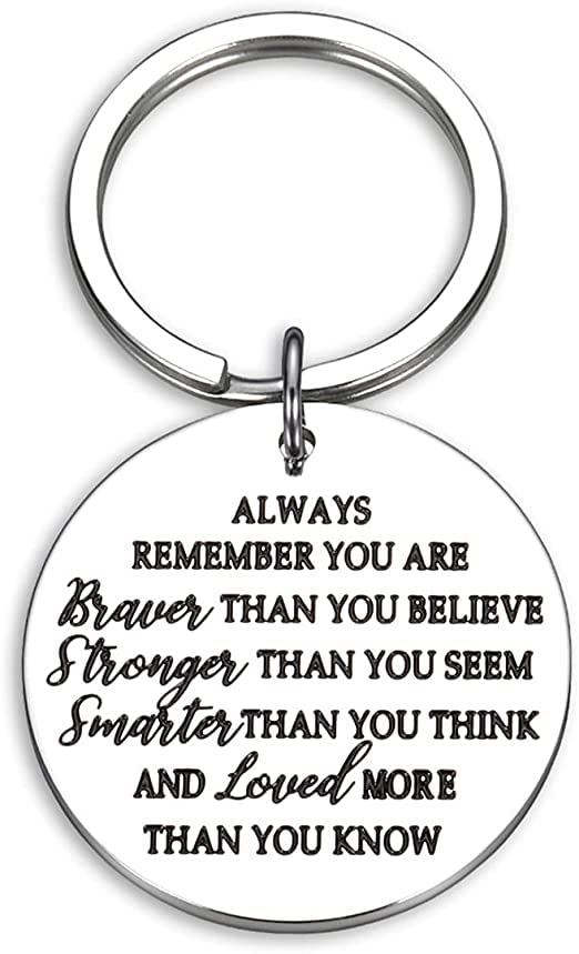 GenericGeneric Inspirational Christmas Gift Keychain for Daughter Son Friends Graduation Birthday Valentine You are Braver Encouragement Gift for Women Men Nurses Students | Stainless Steel