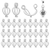 PH PandaHall 30pcs Pearl Cage Locket Pendants, Platinum Pearl Cage Charm Brass Hollow Beads Holder Openable Stone Holder Cage Pendants for Necklace Earrings Jewellery Making Craft, for Beads Below 9mm