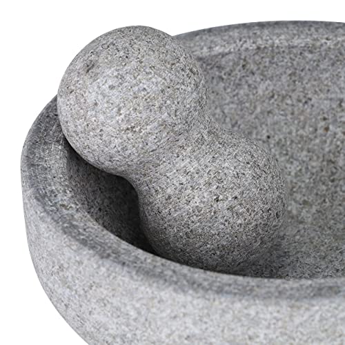 Mortero de granito Relaxdays con mano de 9x20 cm en piedra gris grisácea 7