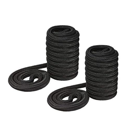 Norestar Set of 2 Marine Braided Nylon Dock Lines for Boat, 25 feet by 3/4 inch (Black)