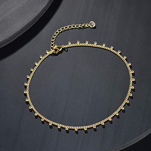 Image of Fettero Anklet Bracelets for Women Gold Plated Dainty Waterproof Anklet Charm Bracelet Summer Beach Foot Jewelry