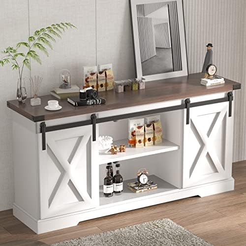 Amazon.com: Fingertip WD Farmhouse Sideboard Buffet Cabinet - 58 Inches ...