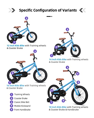 Image of JOYSTAR Kids Bike for Ages 2-12 Years Old Boys Girls, 12-20 Inch BMX Style Kid's Bikes with Training Wheels, Children Bicycle for Kids and Toddler, Multiple Colors