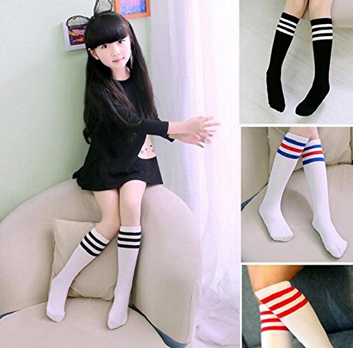 Ewanda Store 1 Pair Cotton Over Knee Long Soccer Socks,Breathable Team School Socks For 4-10 Years Old Kids Girls Boys Toddlers(Black) #TOP6