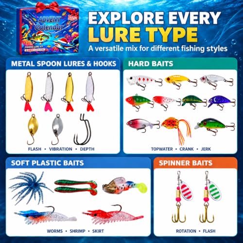 Fishing Advent Calendar 2026, 24-Day Christmas Fishing Lure Gift Adult - image 3