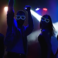 Vista 45 de Ainiv Gafas de luz inalámbrica, 3 modos, LED luminosas, que brillan en la oscuridad, para fiestas, DJ, EDM, Halloween, Navidad Inalámbrico - Rosa