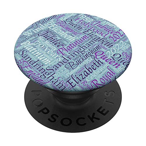 Platinum Jubilee British Queen 2022 Word Cloud Diseño de texto. PopSockets PopGrip Intercambiable