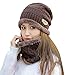Winter Beanie Hat Scarf Gloves Slouchy Snow Knit Skull Cap Infinity Scarves Touch Screen Mittens for Women