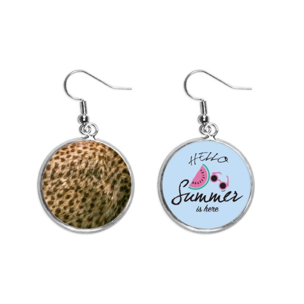 Pendientes de sandía abstractos con plumas de leopardo para verano 5