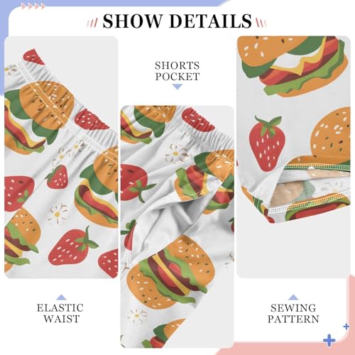 Pajama Pants Cute Strawberries Hamburgers PJ Bottoms Sleepwear Lounge Sleep Pant with Pockets4