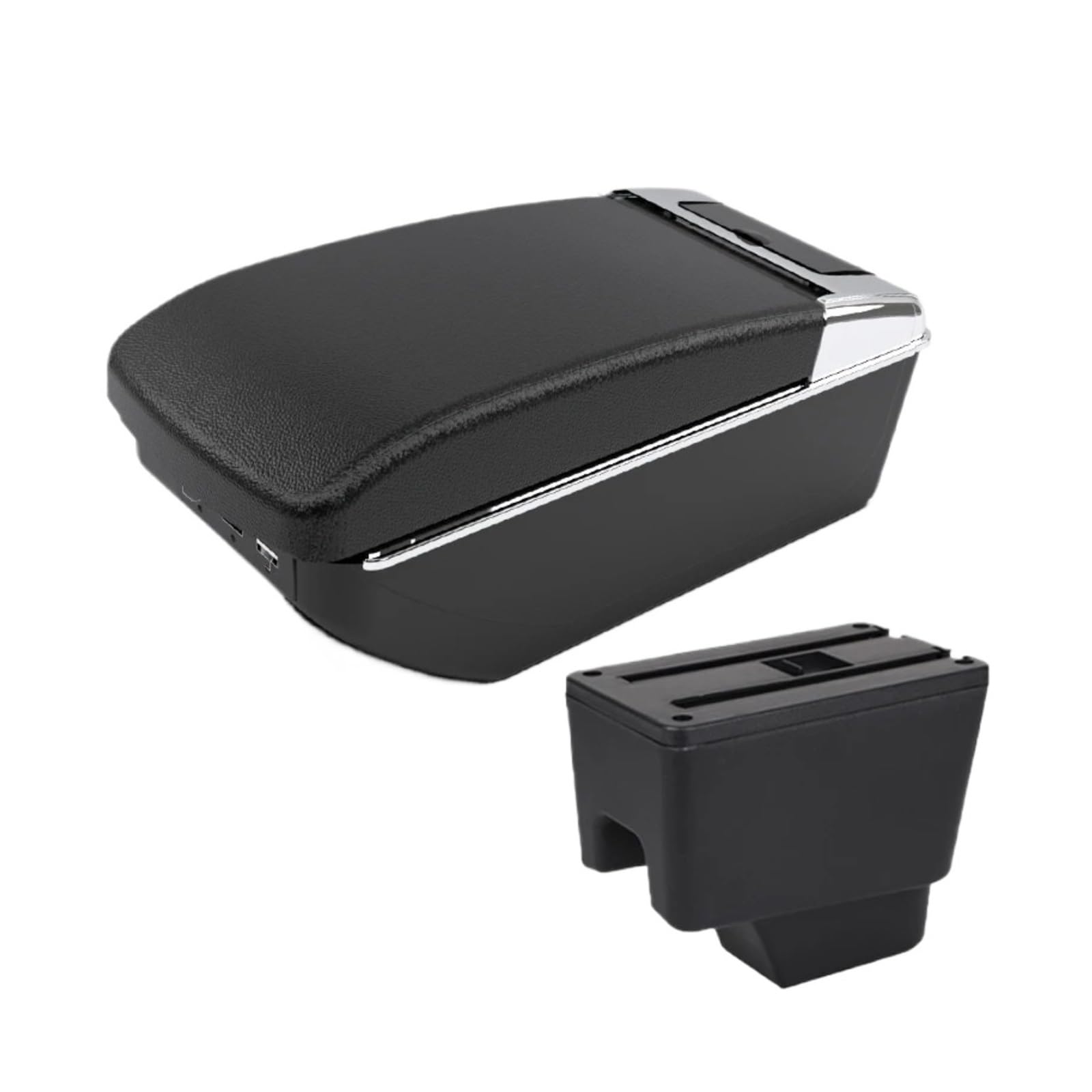 Umdjju A2 Black Line 7 Usb For Kaptur For Captur For Qm3 Car Armrest Upgrades Modification Multi-Functional Storage Box Center Console Interior Accessories Car Centre Console Armrest Box(A2 Black Line 7 Usb)