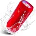 EDUPLINK Portable Bluetooth Speakers Waterproof IP67 20W Wireless Speaker Louder Volume and Longer Service Lifetime Microphone Red Color