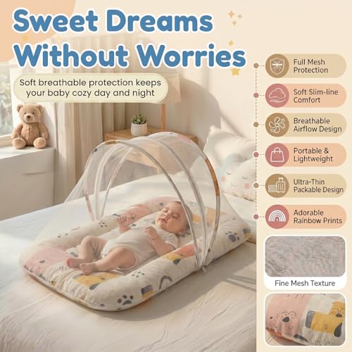 Image of StarAndDaisy 3 in 1 Baby Mosquito net for Sleeping - Newborn Mosquito net for Newborn Baby / / Washable Cotton Design, Soft and Comfortable Bed -Lion Print