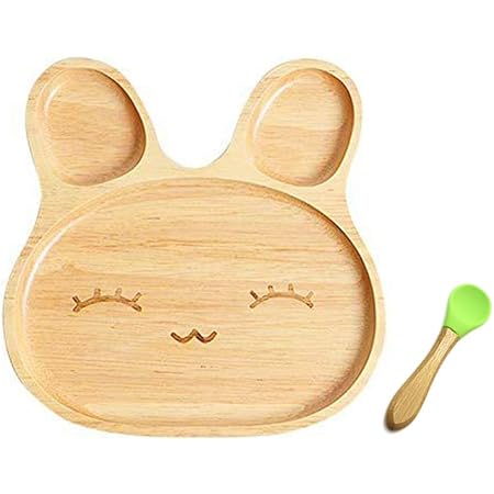 Muuzoning Assiettes De Diner Pour Bebe Plat D Alimentation En Bambou Naturel Et Silicone De Qualite Alimentaire Avec Plaque Bol Tasse Fourchette Cuillere 013 Amazon Fr Cuisine Maison