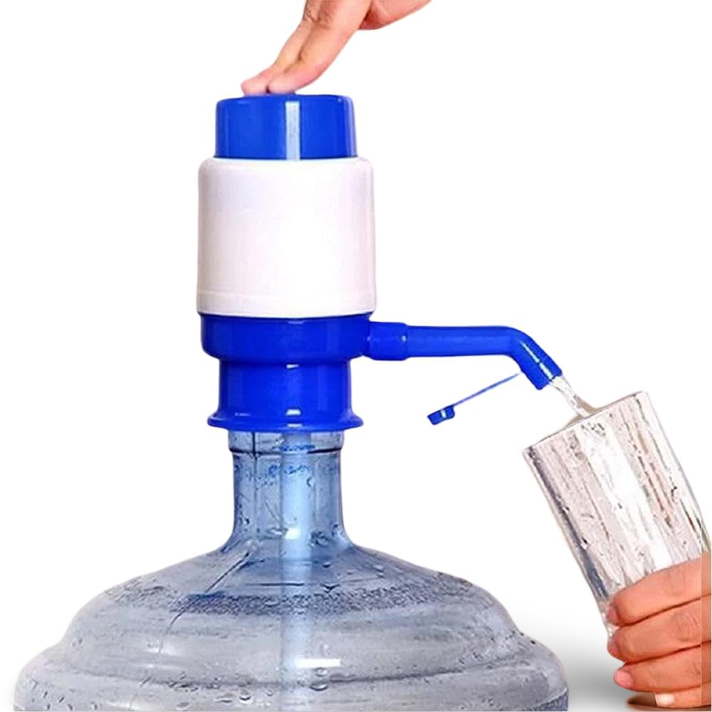 Manual Drinking Water Pump Dispenser for 20 to 25 Litre Bottles | Hand Press Plastic Water Can Pump for Home Office Camping | Easy Fit Vacuum Action Water Dispenser -Multicolour-image-1
