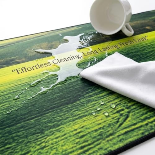 Image of Saco XXL Gaming Mouse Pad for PC - Large Desk Mat 900x400x3mm, Extended Non-Slip Rubber Base, Waterproof Surface, Lush Green Landscape Design, Big Keyboard Mouse Pad for Office & Home Setups