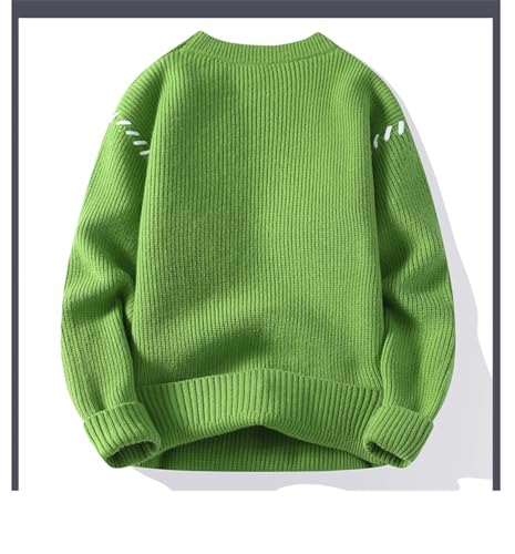 Mens Winter Knit Oversized Sweater Grandpa Striped Sweater Crew Neck Long Sleeve Pullover Jumper2