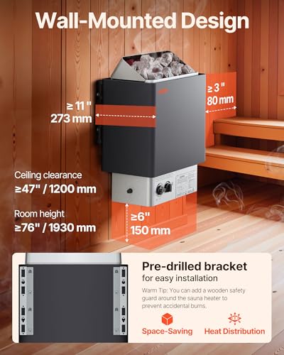 Image of VEVOR Sauna Heater,220V Electric Sauna Stove, Steam Bath Sauna Heater 3h Timer and Adjustable Temp for Max. 176-318 Cubic Feet, (4.5KW) FCC Certification