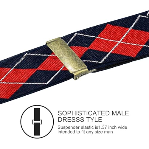 Image of Suspenders for Men, Adjustable Suspenders Gold Clip with Elastic Straps Y-Back Construction Heavy Duty for Work