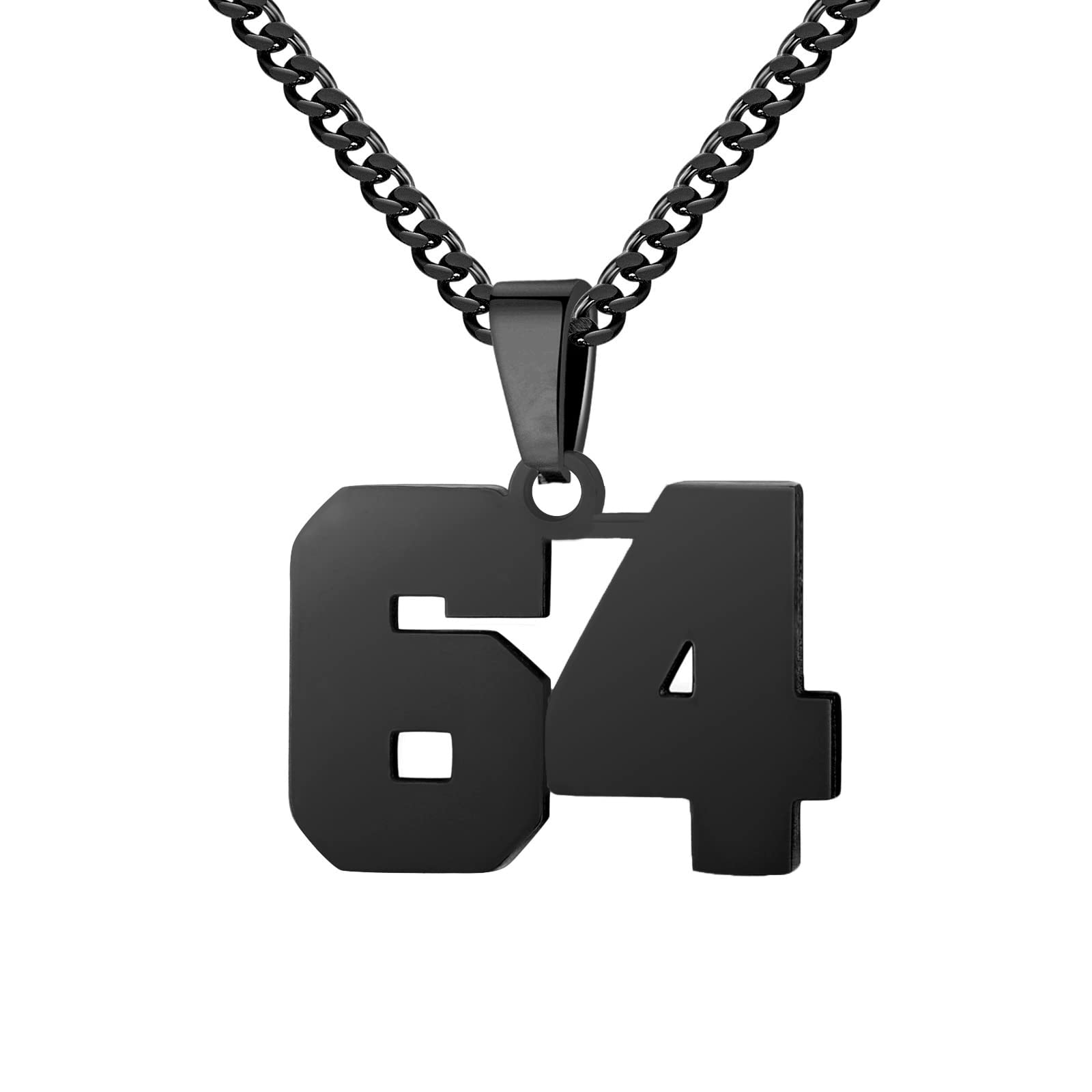 Number Necklace for Boy 0-99 Athletes Jersey Number Necklace Stainless Steel Chain 22+2 inch Personalized Number Charm P