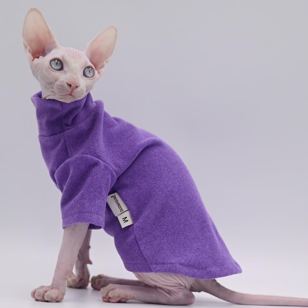 DUOMASUMI Sphynx Cat Clothes Self-Heating Warm Thermal Underwear for Hairless Cats, Kittens and Small Dogs (Grey-XL)