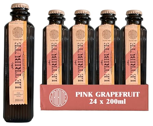 LE TRIBUTE - Refresco Pink Grapefruit Pack 24 x 200 ml, con Ingredientes Naturales, Burbuja Duradera, Toque Fresco, Equilibrado, Dulce y Amargo, con Pomelo, Naranja y Limón, Color Rosado