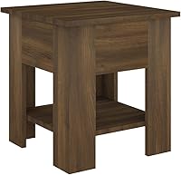 Vista 3 de Mesa auxiliar de madera de roble marrón de 15.7 x 15.7 x 16.5 pulgadas, mesas auxiliares, mesa de estar, mesas centrales para sala de estar, muebles