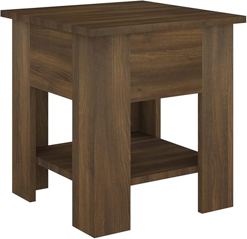Miniatura 3 de Mesa auxiliar de madera de roble marrón de 15.7 x 15.7 x 16.5 pulgadas, mesas auxiliares, mesa de estar, mesas centrales para sala de estar, muebles