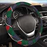 Thickened Car Steering Wheel Cover Bengal Bangladeshi American Flag USA Friendship Universal Anti-Slip Elastic Soft Rubber Protective Cover 15 Inch Fit for Most Vehicles Men Woman