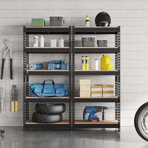 Topeakmart-5-Tier-Utility-Shelves-Metal-Storage-Shelves-Adjustable-Shelving-Units-Boltless-Assembly-Garage-Shelves-Shed-Shelving-for-Warehouse-Garage-Shed-Basement-Black-275-x-12x-60-Inch
