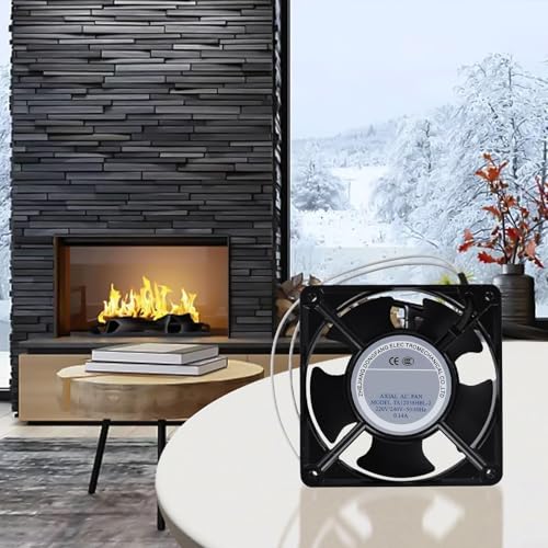 Miniatura 4 de Ventilador Axial Silencioso Para Casete De Chimenea E Inserciones De Metal De Alta Temperatura, Eficiente Circulación De Aire Caliente, 120 X 120 X 38 Mm, Color Negro