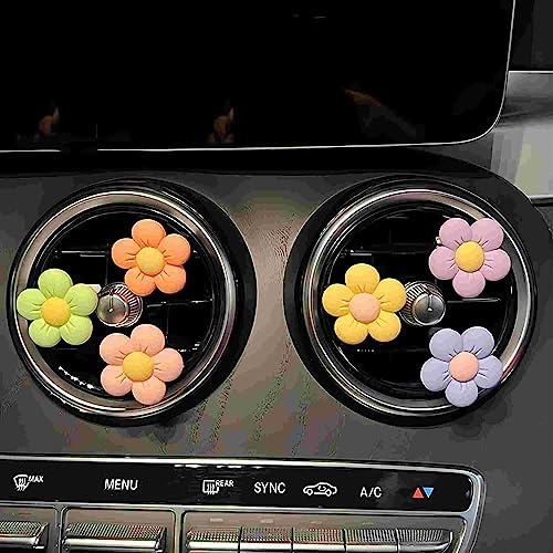 Image of 6 Pcs Daisy Flower Air Freshener Car Clips,car decoration ventilation clip, air conditioning outlet clip, car air freshener clip, charming color car decoration accessories（3 cm, 3.3 cm） (red)